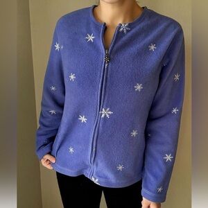 Croft & Barrow snowflake zip up cardigan  fleece purple blue winter 00s Y2K